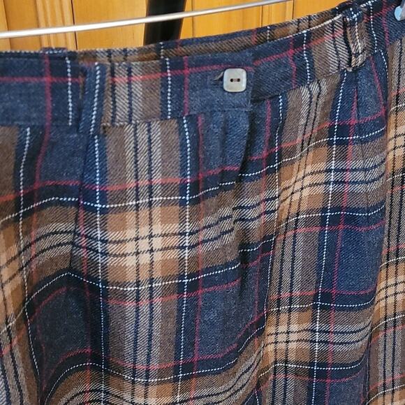 Vintage Conrad C Wool Plaid Midi Skirt Lined Modest Fit Size 12 USA Made - Picture 4 of 11